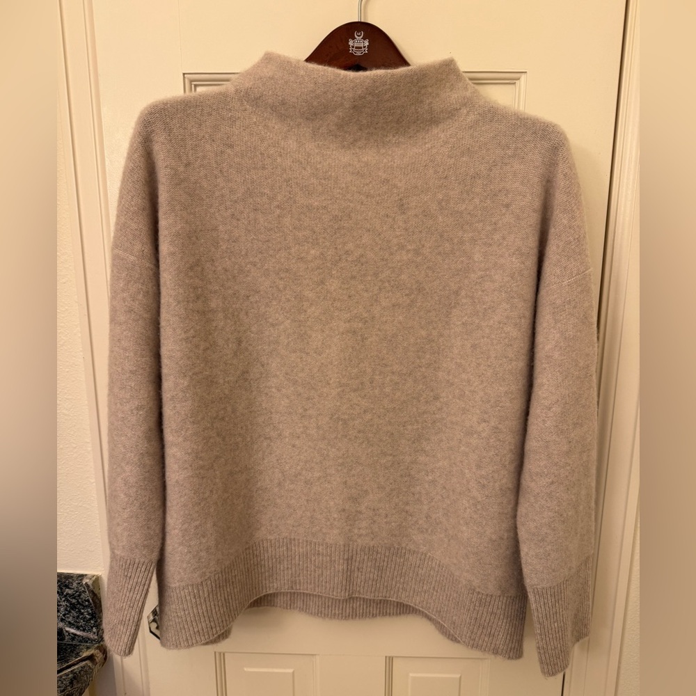 Vince Soft Taupe Cashmere Turtleneck Sweater